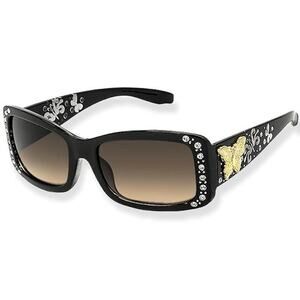 NEW Women's Sunglasses BUTTERFLY BLING Black with GOLD Butterflies
